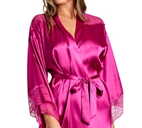 Linea Donatella Women's Ayanna Satin Lace-Trim Robe