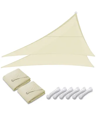 16 Ft 97% Uv Block Triangle Sun Shade Sail Top Canopy Outdoor Pool Garden 2 Pack