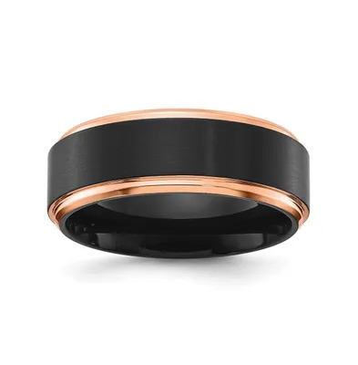 Chisel Stainless Steel Rose Ip-plated Brushed Band Ring