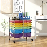 12-Drawer Rolling Storage Cart with 2 Sizes Plastic Drawers