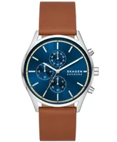 Skagen Men's Hoist Chronograph Brown Leather Watch 42mm