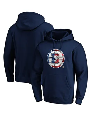 Men's Fanatics Navy Boston Bruins Banner Wave Logo Pullover Hoodie