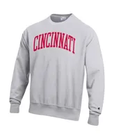 Men's Champion Heathered Gray Cincinnati Bearcats Arch Reverse Weave Pullover Sweatshirt