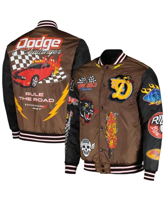 Men's and Women's Reason Brown Dodge Born Wild Racing Full-Snap Jacket