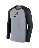 Men's Nike Gray Arizona Diamondbacks Authentic Collection Game Raglan Performance Long Sleeve T-shirt