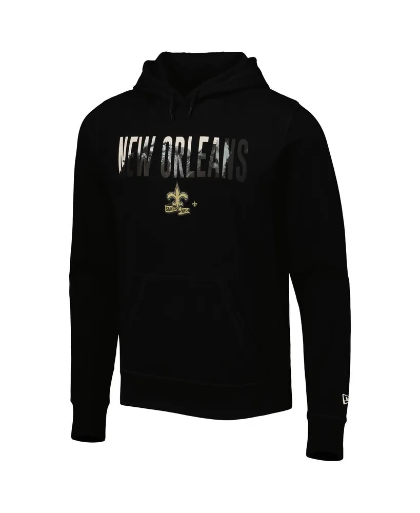 Men's New Era Black Orleans Saints Ink Dye Pullover Hoodie