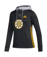 Women's adidas Black Boston Bruins Refresh Skate Lace Aeroready Pullover Hoodie