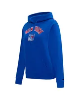 Women's Pro Standard Blue New York Rangers Classic Chenille Pullover Hoodie