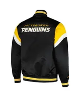 Men's Mitchell & Ness Black Pittsburgh Penguins Midweight Satin Full-Snap Jacket