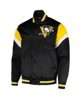 Men's Mitchell & Ness Black Pittsburgh Penguins Midweight Satin Full-Snap Jacket