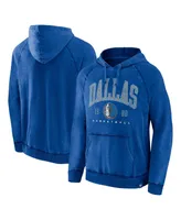 Men's Fanatics Heather Blue Distressed Dallas Mavericks Foul Trouble Snow Wash Raglan Pullover Hoodie