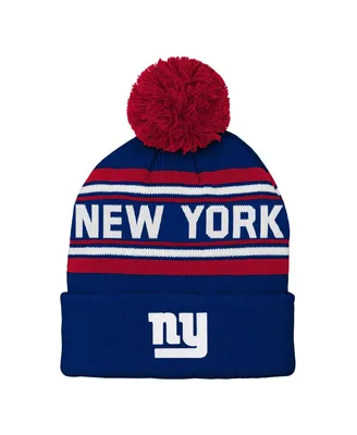 Preschool Boys and Girls Royal New York Giants Jacquard Cuffed Knit Hat with Pom