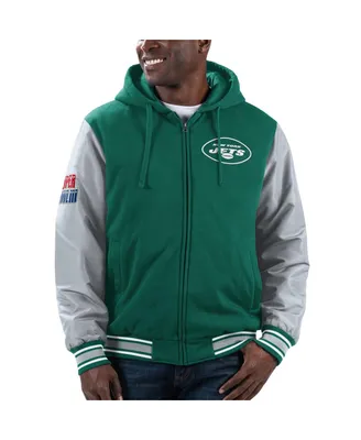 Men's G-iii Sports by Carl Banks Green, Gray New York Jets Player Option Full-Zip Hoodie Jacket
