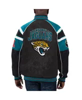 Men's G-iii Sports by Carl Banks Black Jacksonville Jaguars Faux Suede Raglan Full-Zip Varsity Jacket