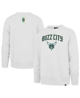Men's '47 Brand White Charlotte Hornets 2023/24 City Edition Postgame Headline Crew Pullover Sweatshirt