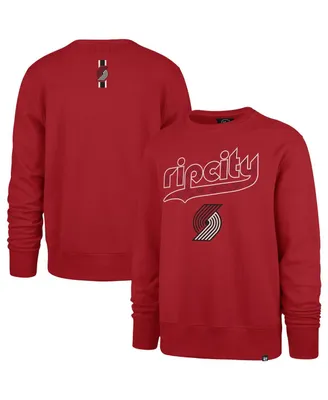 Men's '47 Brand Red Portland Trail Blazers 2023/24 City Edition Postgame Headline Crew Pullover Sweatshirt