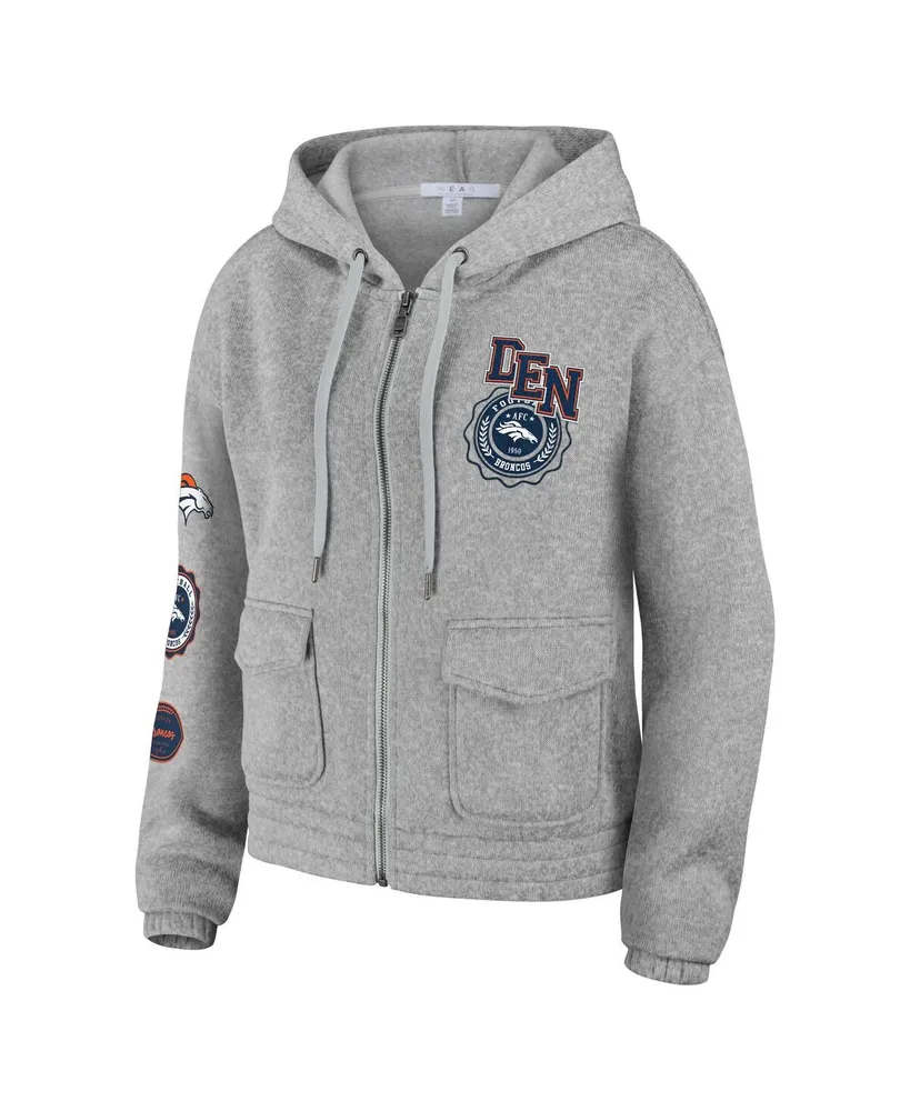 Women's Wear by Erin Andrews Heather Gray Denver Broncos Full-Zip Hoodie