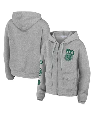 Women's Wear by Erin Andrews Heather Gray New York Jets Full-Zip Hoodie