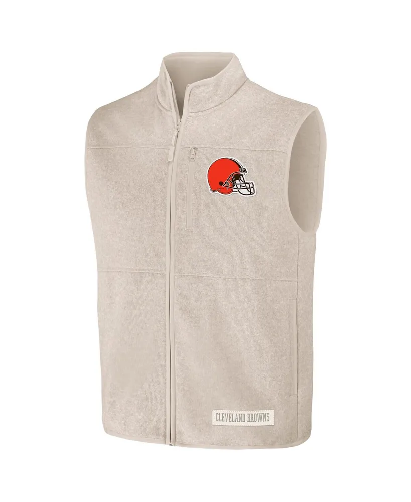 Men's Nfl x Darius Rucker Collection by Fanatics Oatmeal Cleveland Browns Full-Zip Sweater Vest