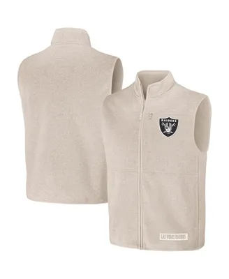 Men's Nfl x Darius Rucker Collection by Fanatics Oatmeal Las Vegas Raiders Full-Zip Sweater Vest