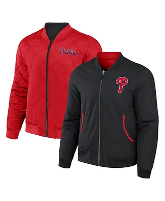 Men's Darius Rucker Collection by Fanatics Black, Red Philadelphia Phillies Reversible Full-Zip Bomber Jacket