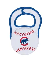 Newborn and Infant Boys Girls Wear by Erin Andrews White Chicago Cubs Sleep Play Full-Zip Footed Jumper with Bib