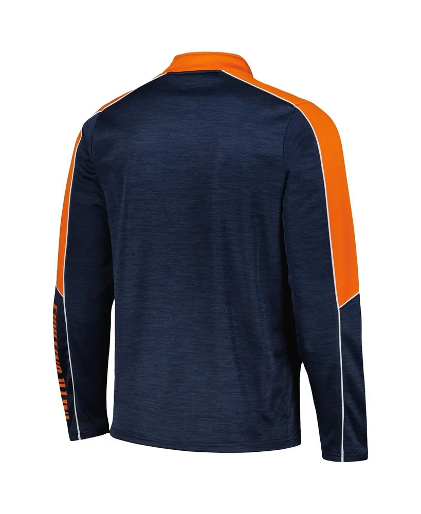 Men's Colosseum Navy Illinois Fighting Illini Marled Half-Zip Jacket