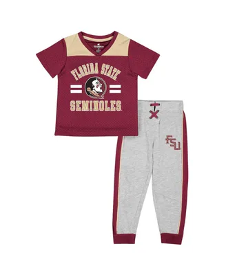 Toddler Boys Colosseum Garnet, Heather Gray Florida State Seminoles Ka-Boot-It Jersey and Pants Set