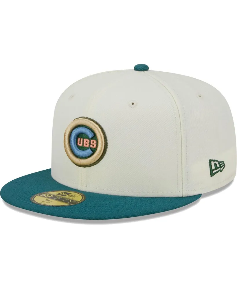 Men's New Era Cream Chicago Cubs Chrome Evergreen 59FIFTY Fitted Hat