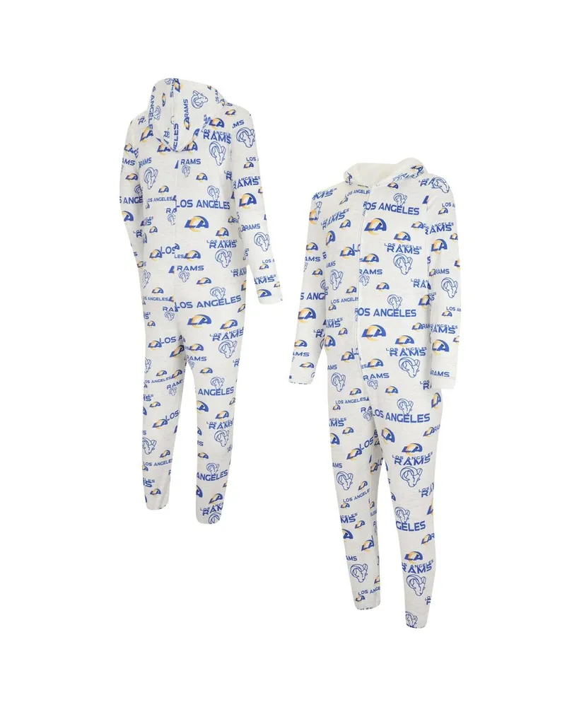 Men's Concepts Sport White Los Angeles Rams Allover Print Docket Union Full-Zip Hooded Pajama Suit