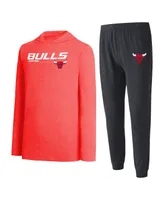 Men's Concepts Sport Black, Red Chicago Bulls Meter Pullover Hoodie and Jogger Pants Set