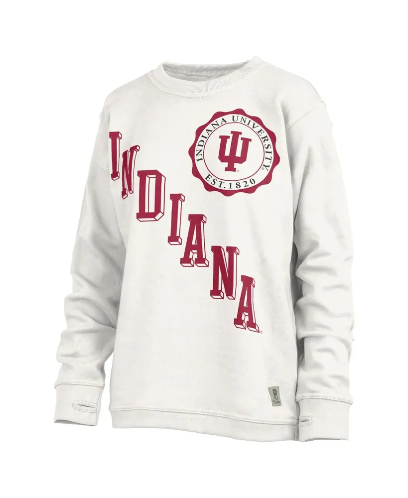 Women's Pressbox White Indiana Hoosiers Shoreline Sundown Pullover Sweatshirt