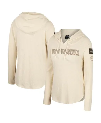 Women's Colosseum Cream West Virginia Mountaineers Oht Military-Inspired Appreciation Casey Raglan Long Sleeve Hoodie T-shirt