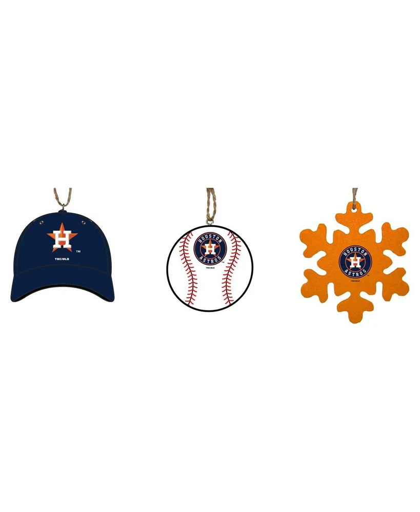 Houston Astros The Memory Company Three-Pack Cap, Baseball & Snowflake  Ornament Set