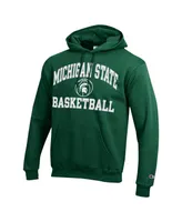 Men's Champion Green Michigan State Spartans Basketball Icon Powerblend Pullover Hoodie