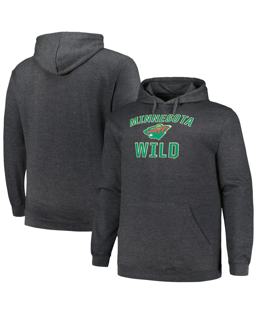 Men's Profile Heather Charcoal Minnesota Wild Big and Tall Arch Over Logo Pullover Hoodie