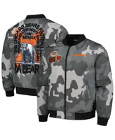 Men's and Women's The Wild Collective Gray Distressed Chicago Bears Camo Bomber Jacket