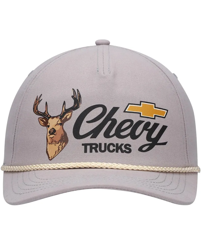 Men's American Needle Gray Chevrolet Canvas Cappy Trucker Adjustable Hat