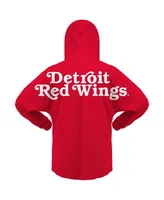 Women's Fanatics Red Detroit Wings Jersey Lace-Up V-Neck Long Sleeve Hoodie T-shirt