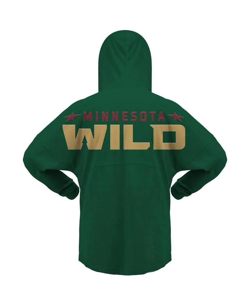 Women's Fanatics Green Minnesota Wild Jersey Lace-Up V-Neck Long Sleeve Hoodie T-shirt