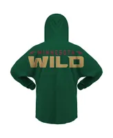 Women's Fanatics Green Minnesota Wild Jersey Lace-Up V-Neck Long Sleeve Hoodie T-shirt