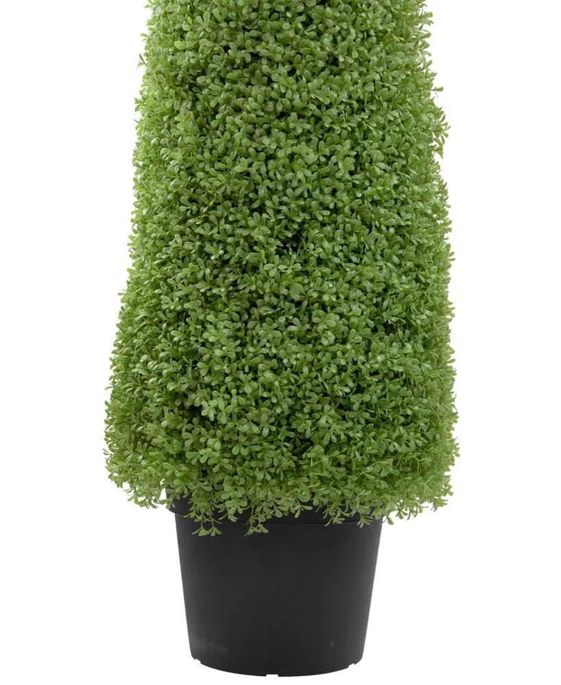 5' Artificial Boxwood Cone Topiary Tree with Round Pot Unlit