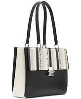 Calvin Klein Clove Mixed Material Push-Lock Triple Compartment Tote Bag