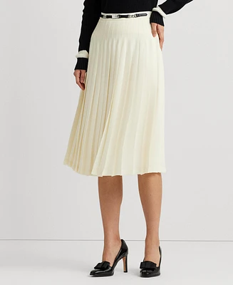 Lauren Ralph Women's Belted Pleated A-Line Skirt