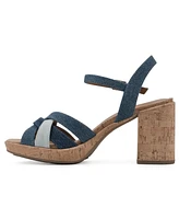 White Mountain Women's Dubonnet Cork Block Heel Sandals