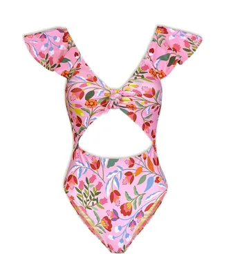 Jessie Zhao New York Pink Garden One-Piece Swimsuit