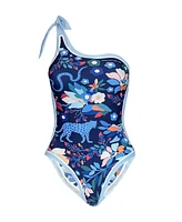 Jessie Zhao New York Day/Night Zoo Reversible One-Shoulder One-Piece Swimsuit