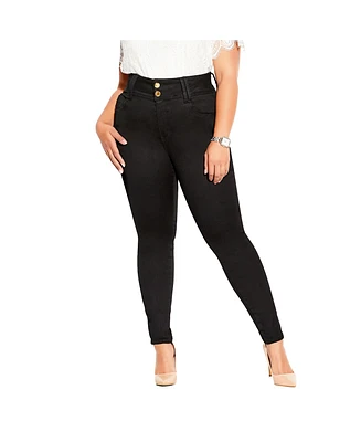 Plus Size Asha Skinny Petite Black Jean