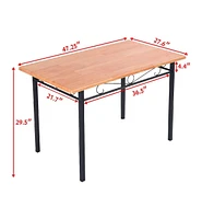 47'' Dining Table Modern Rectangular Kitchen with Spacious Tabletop & Steel Legs