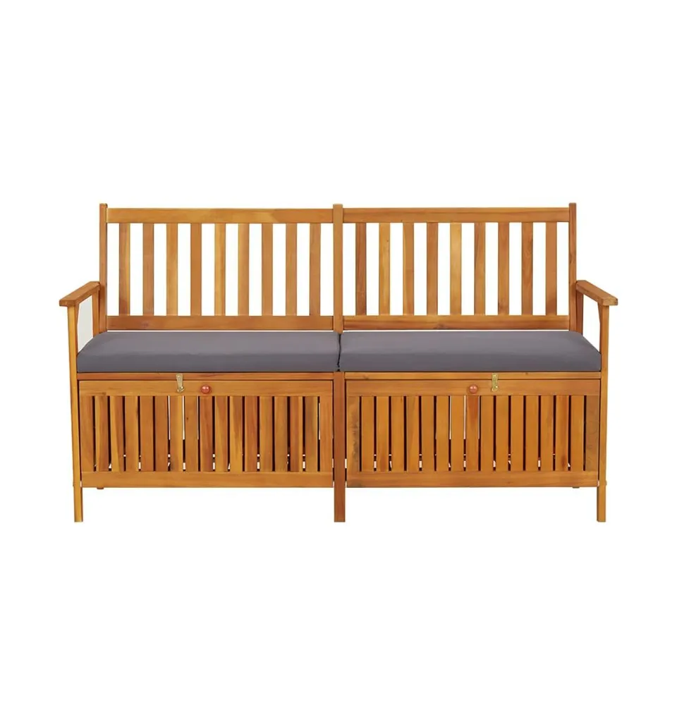 Storage Bench with Cushion 58.3" Solid Wood Acacia